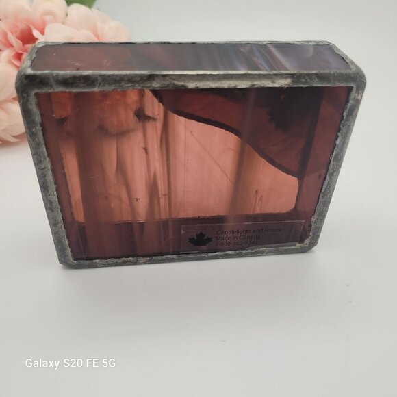 Purple Lead Stained Glass Trinket Dish or Business Card Holder - Picture 7 of 11